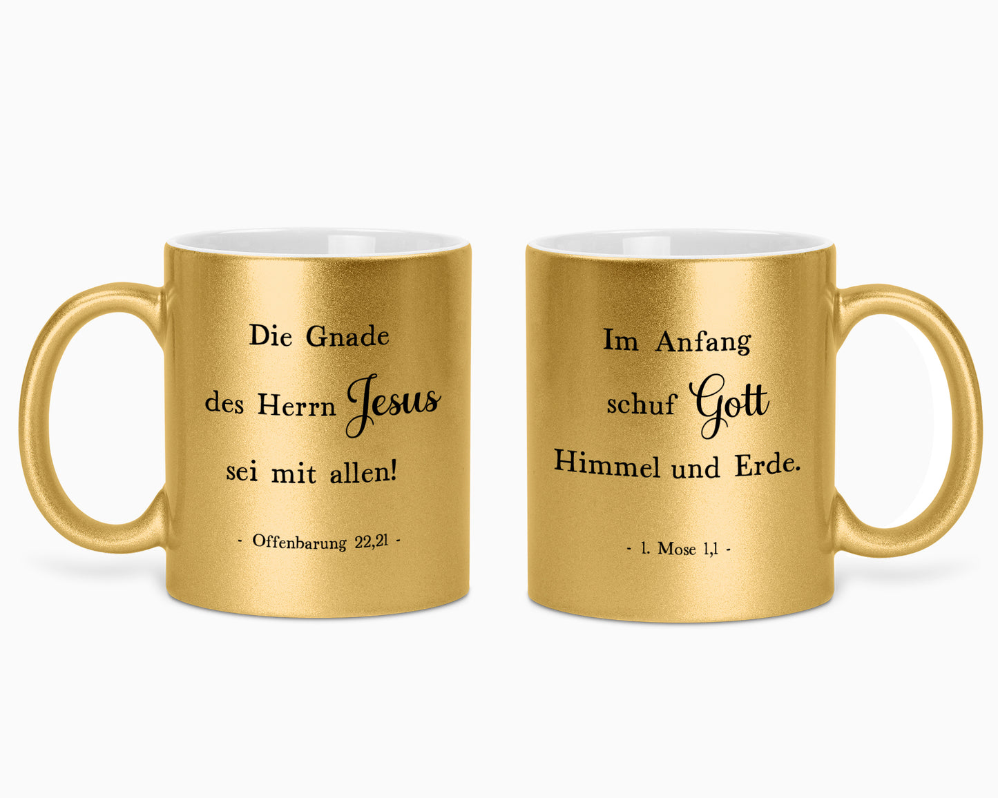 Erster und letzer Bibelvers - Glitzertasse