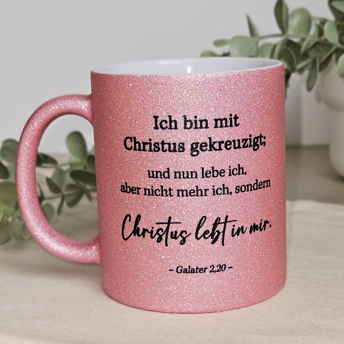 Christus lebt in mir - Glitzertasse