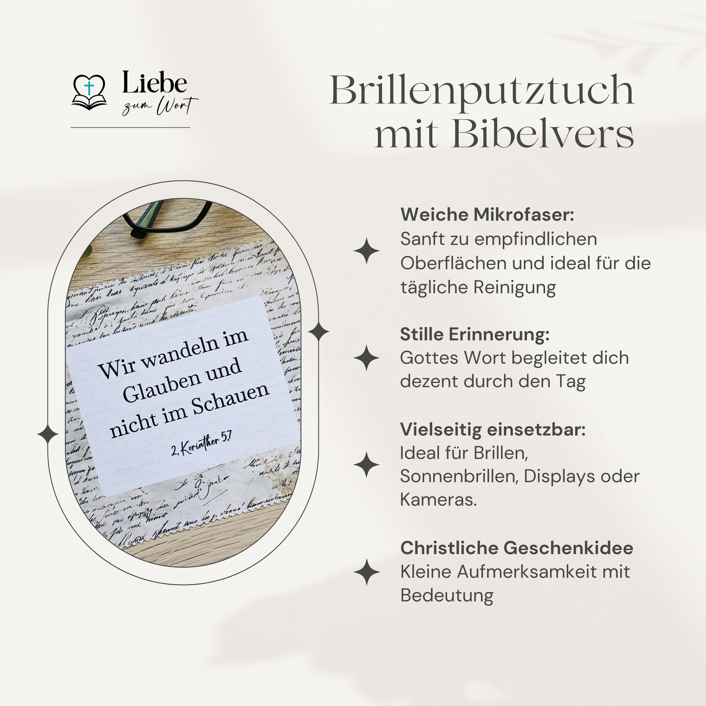 Reinigungstuch für Brillen – Historisches Schriftbild