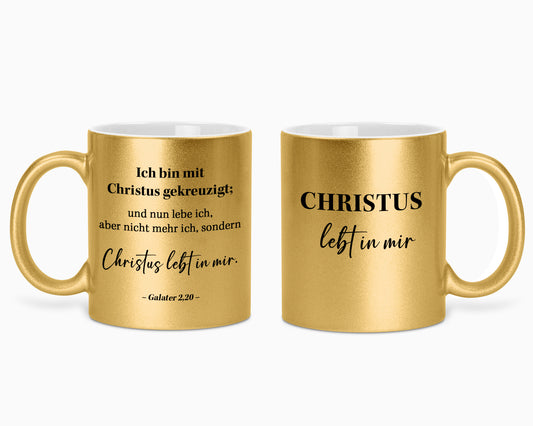 Christus lebt in mir - Glitzertasse