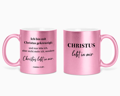 Christus lebt in mir - Glitzertasse