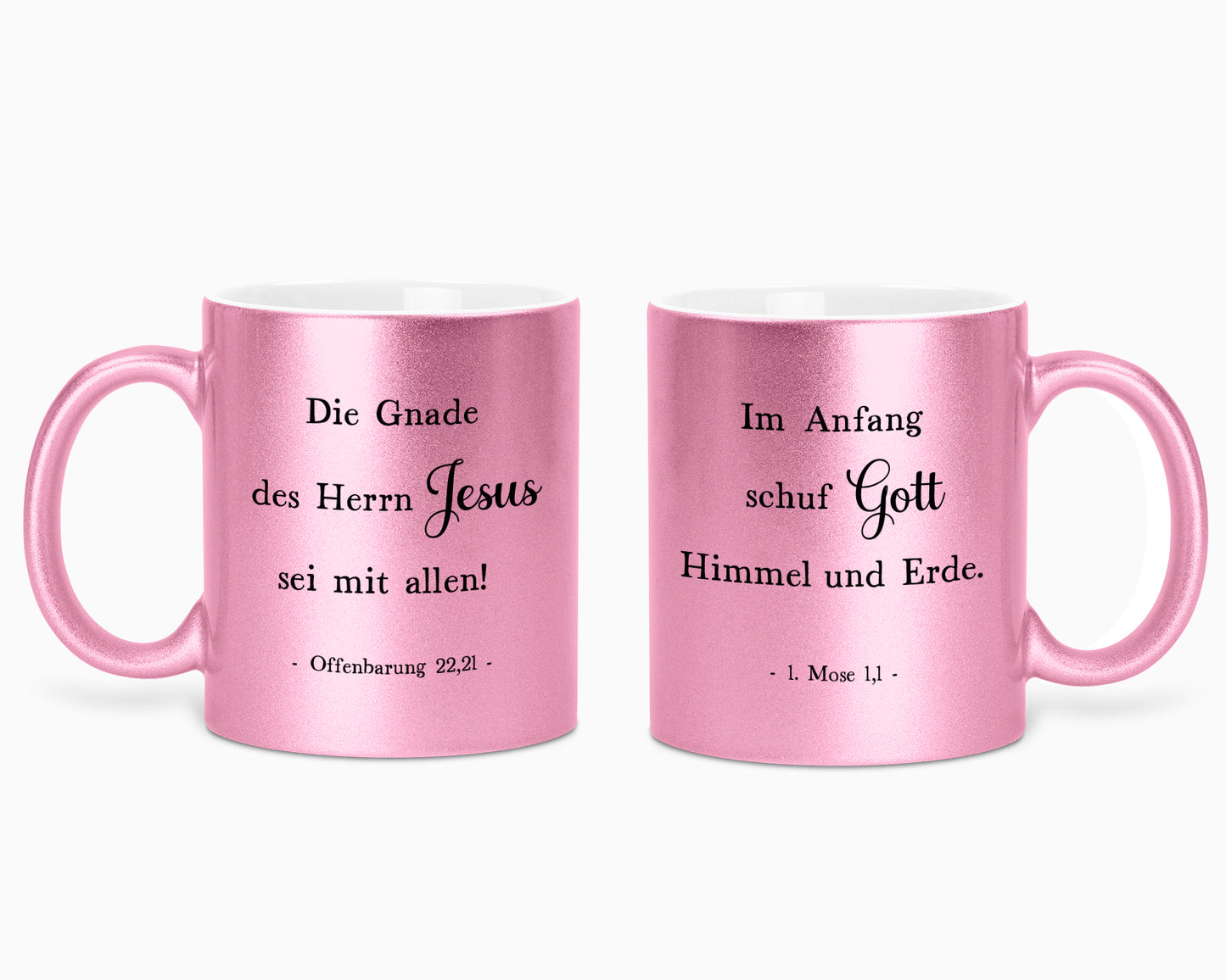 Erster und letzer Bibelvers - Glitzertasse