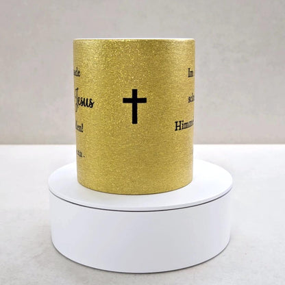Erster und letzer Bibelvers - Glitzertasse