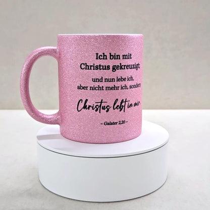 Christus lebt in mir - Glitzertasse